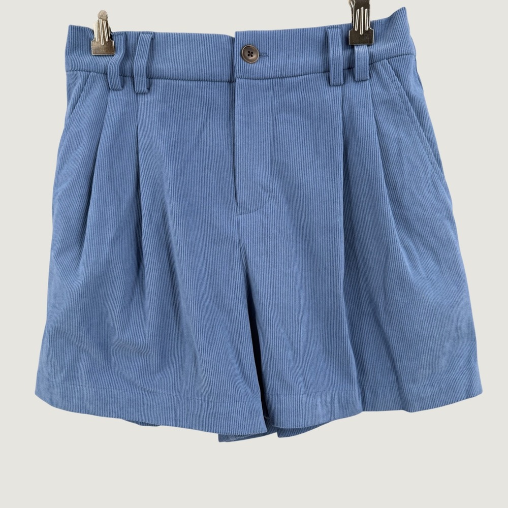 Varley Jorden Pleat Short 4.5 Size Small Blue Corduroy Womens New